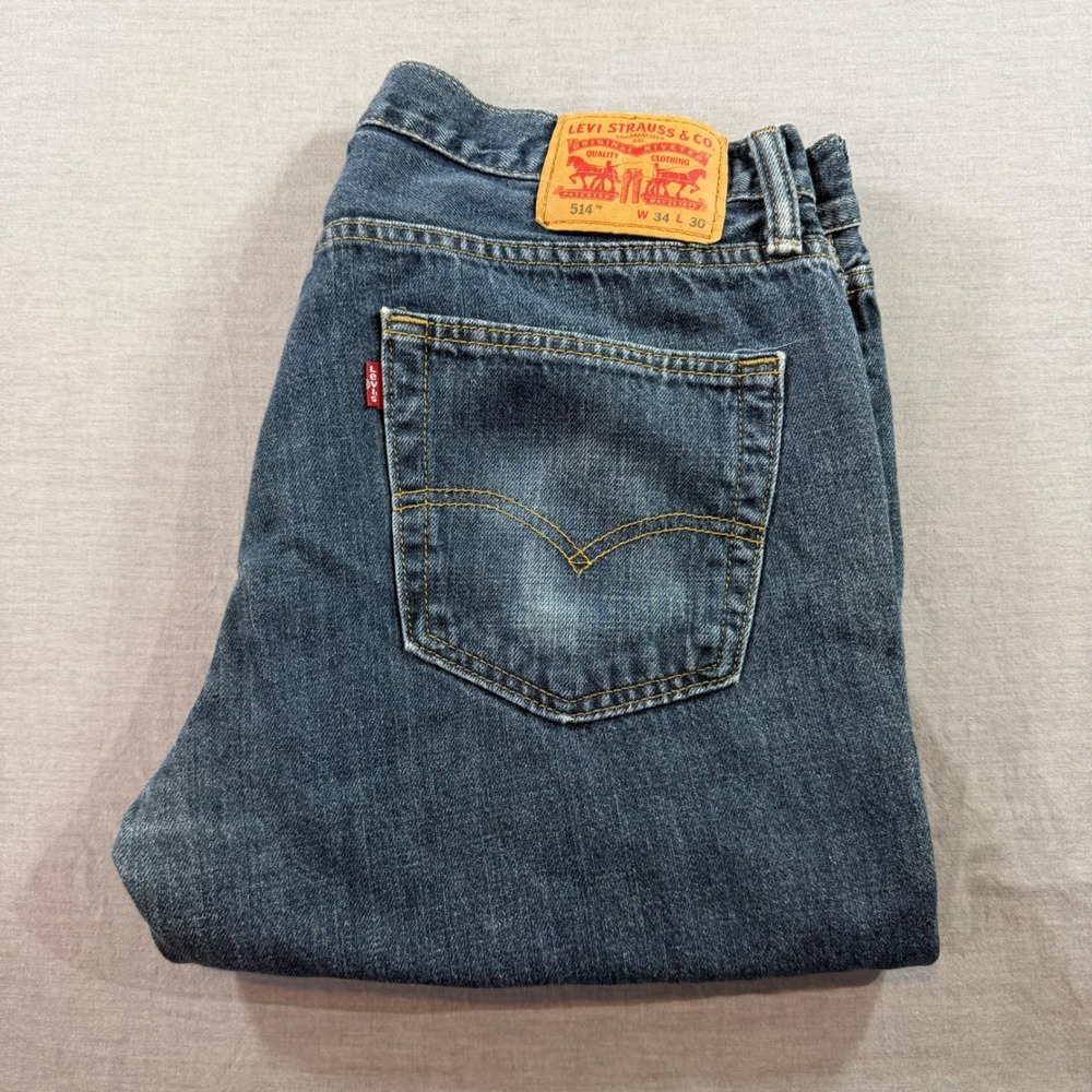 Levi's 514 Straight Fit Jeans Mens 34x30 Blue Excellent Medium Wash Denim